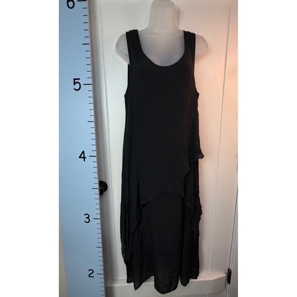Exist Black Gothic Pullover Ruffle Sleeveless Sheath Maxi Dress Large Asymmetric